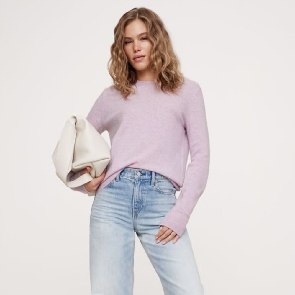 Banana Republic Lightweight Cashmere Crew-Neck Sweater Heather Lavender